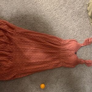 Lily Rose Lace Maxi Dress in Coral